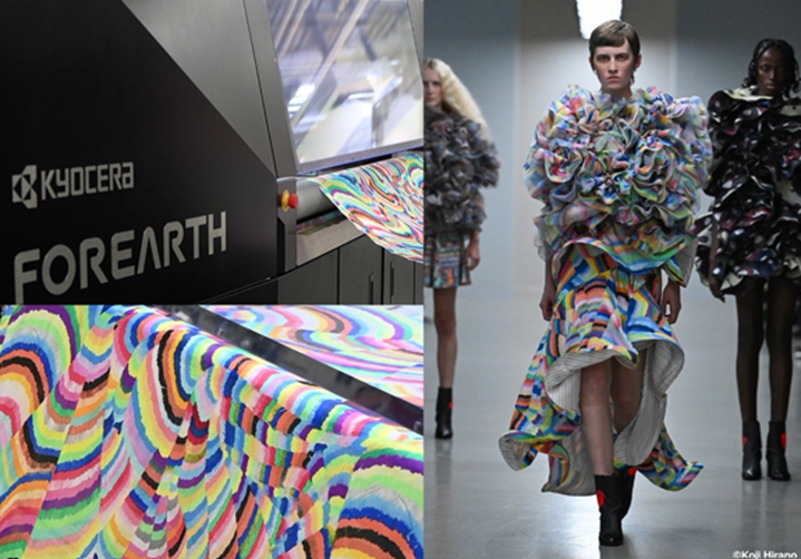 Kreacija s pariškega tedna mode, natisnjena na tekstil s Tiskalnikom FOREARTH: